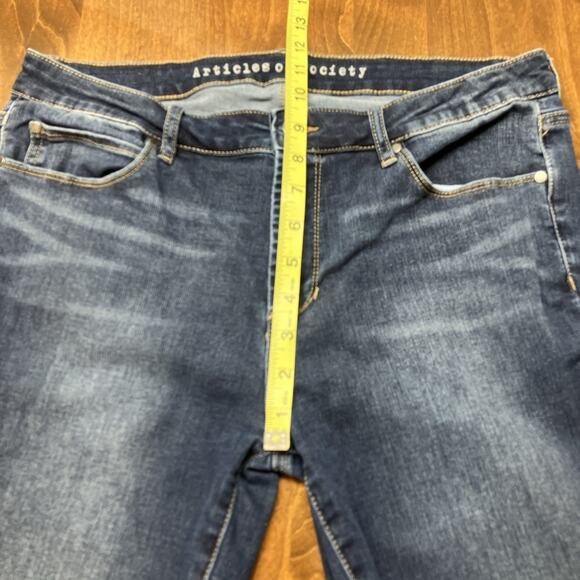 Articles of Society Jeans Womens 31 Dark Wash Blue Denim Raw Hem Stretch Skinny - Picture 10 of 16